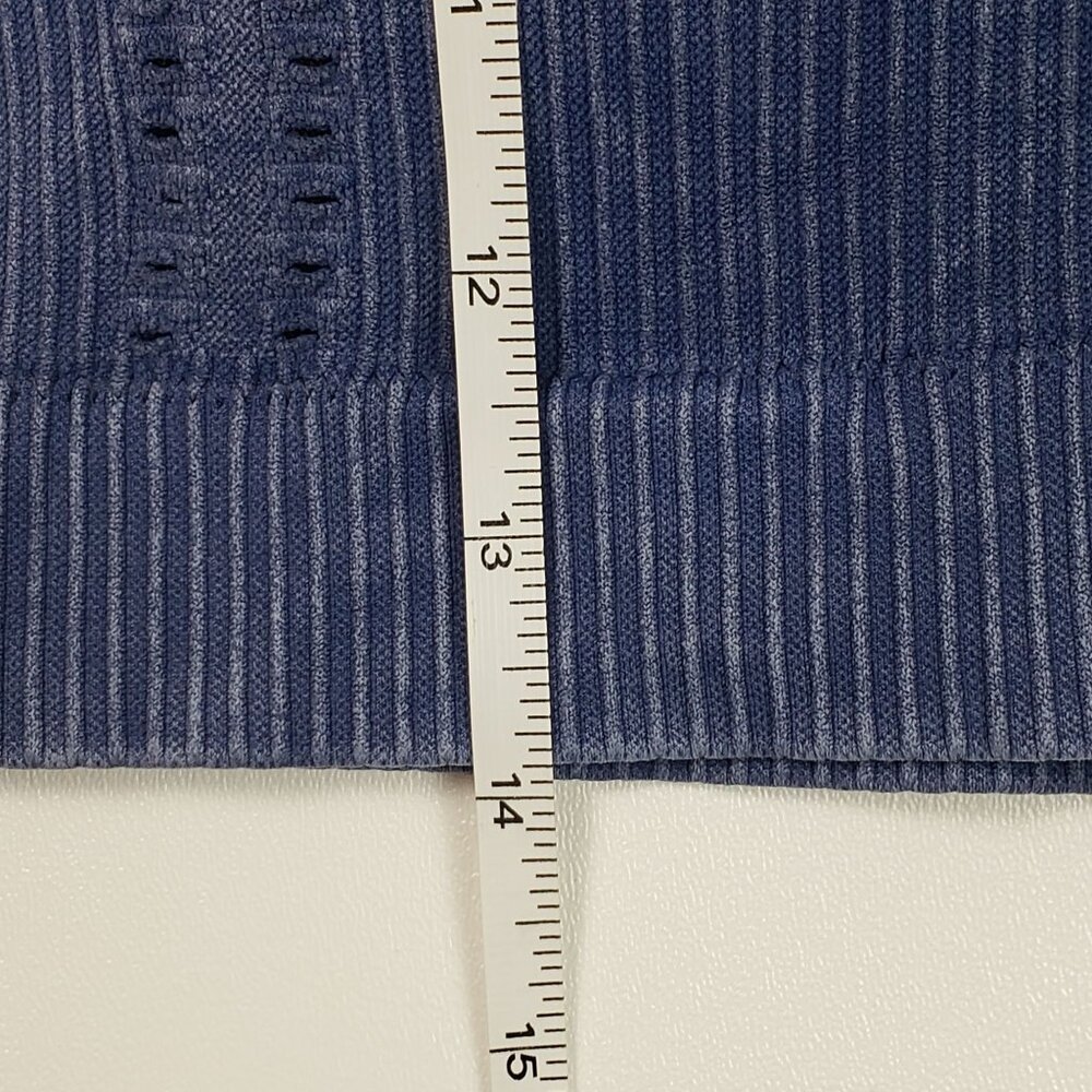 Spiritual Gangster Seamless Ribbed V-Neck Crop Bralette Womens M/L Deep Sea Blue - Picture 6 of 16